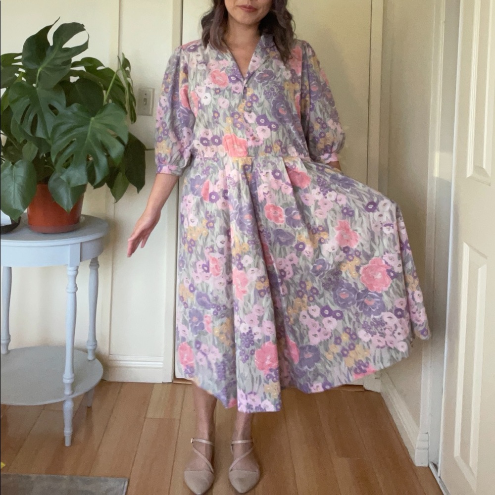 Vintage Petites by Willi Floral Print Dress sz 10p